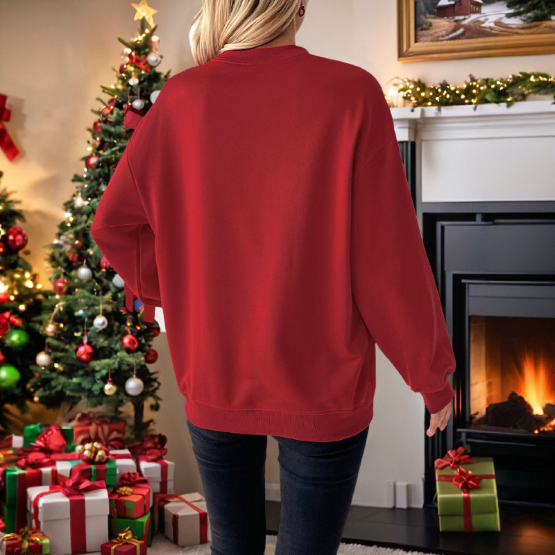 Christmas costume round neck red hoodie for women
