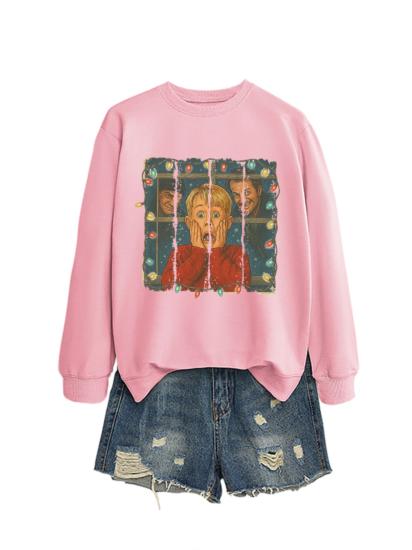 Christmas Lights Scream Boy Printed Hoodie