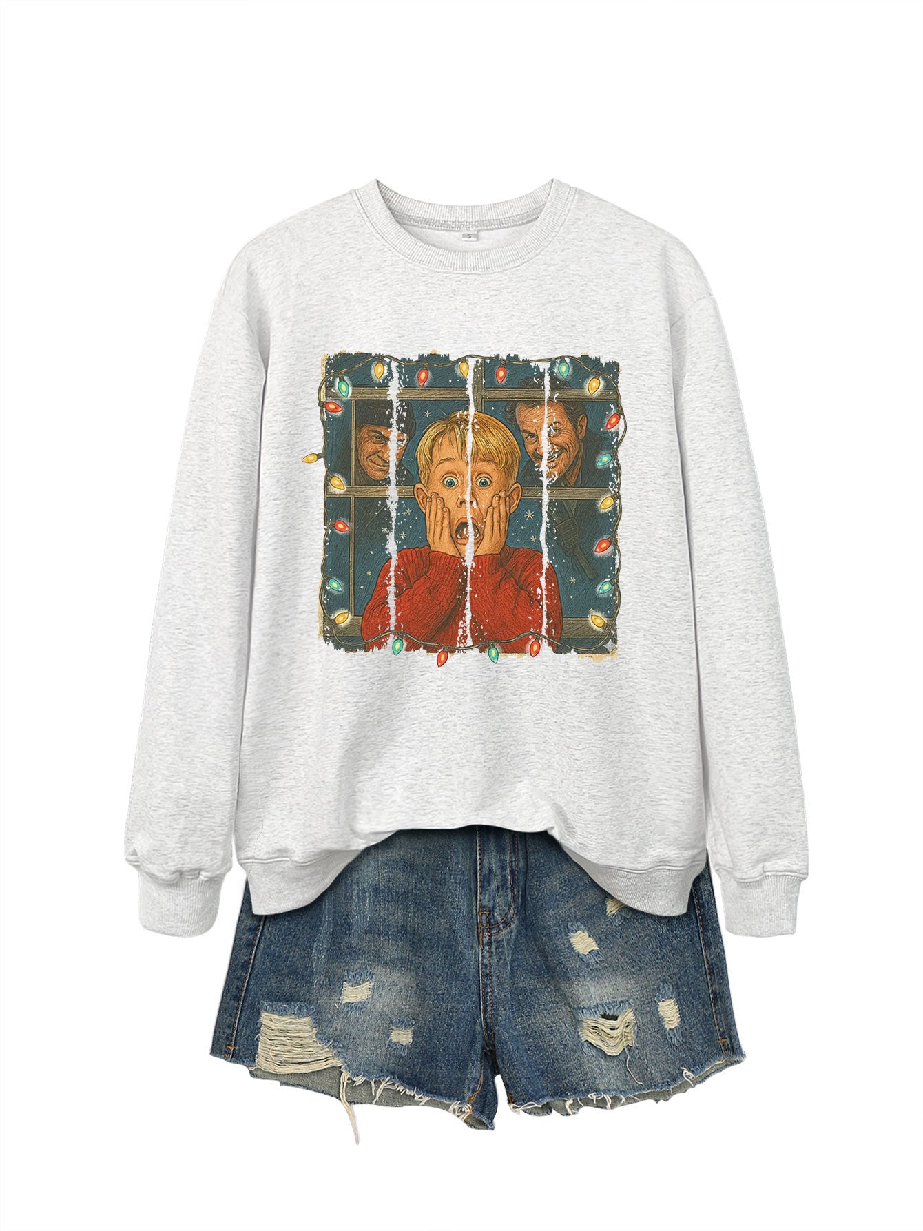 Christmas Lights Scream Boy Printed Hoodie