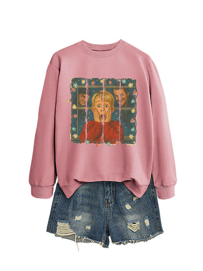 Christmas Lights Scream Boy Printed Hoodie