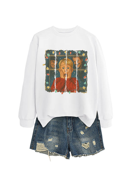 Christmas Lights Scream Boy Printed Hoodie