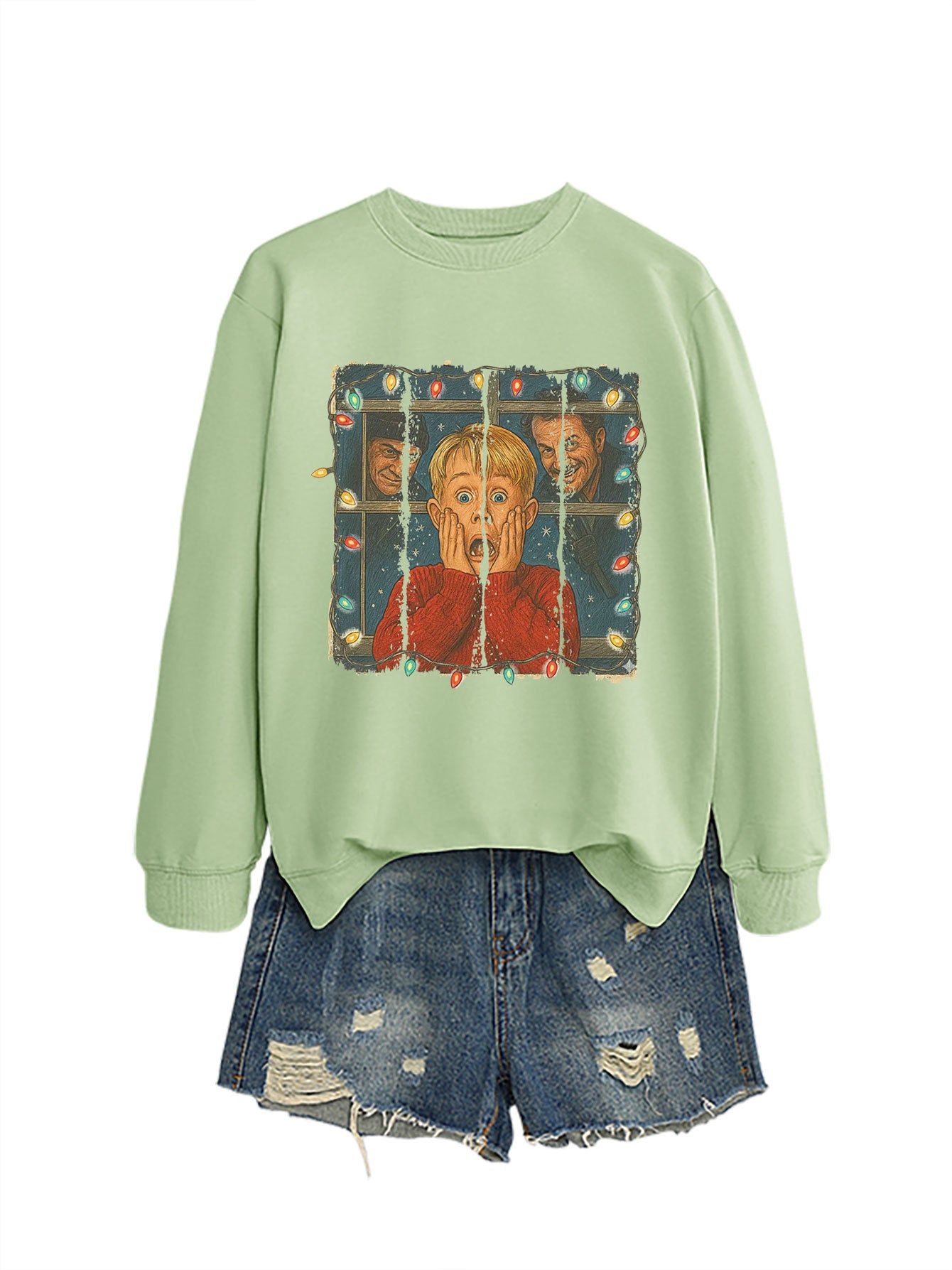 Christmas Lights Scream Boy Printed Hoodie