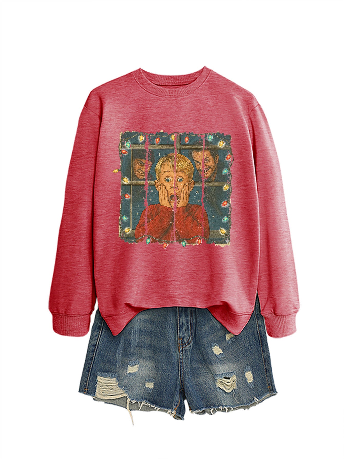 Christmas Lights Scream Boy Printed Hoodie