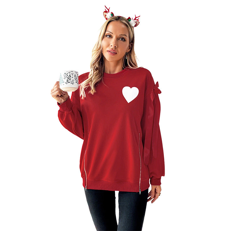 Christmas costume round neck red hoodie for women