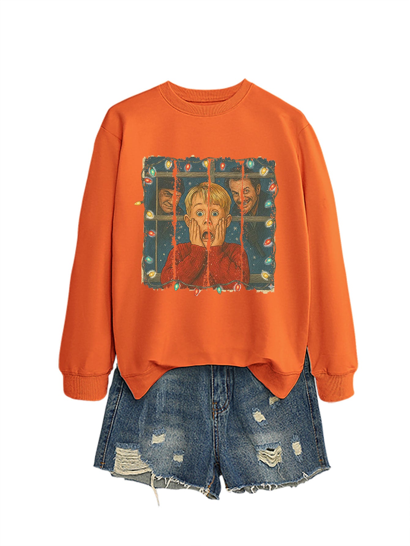 Christmas Lights Scream Boy Printed Hoodie