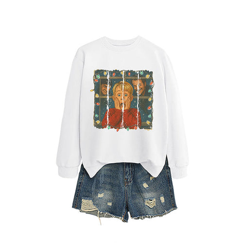 Christmas Lights Scream Boy Printed Hoodie