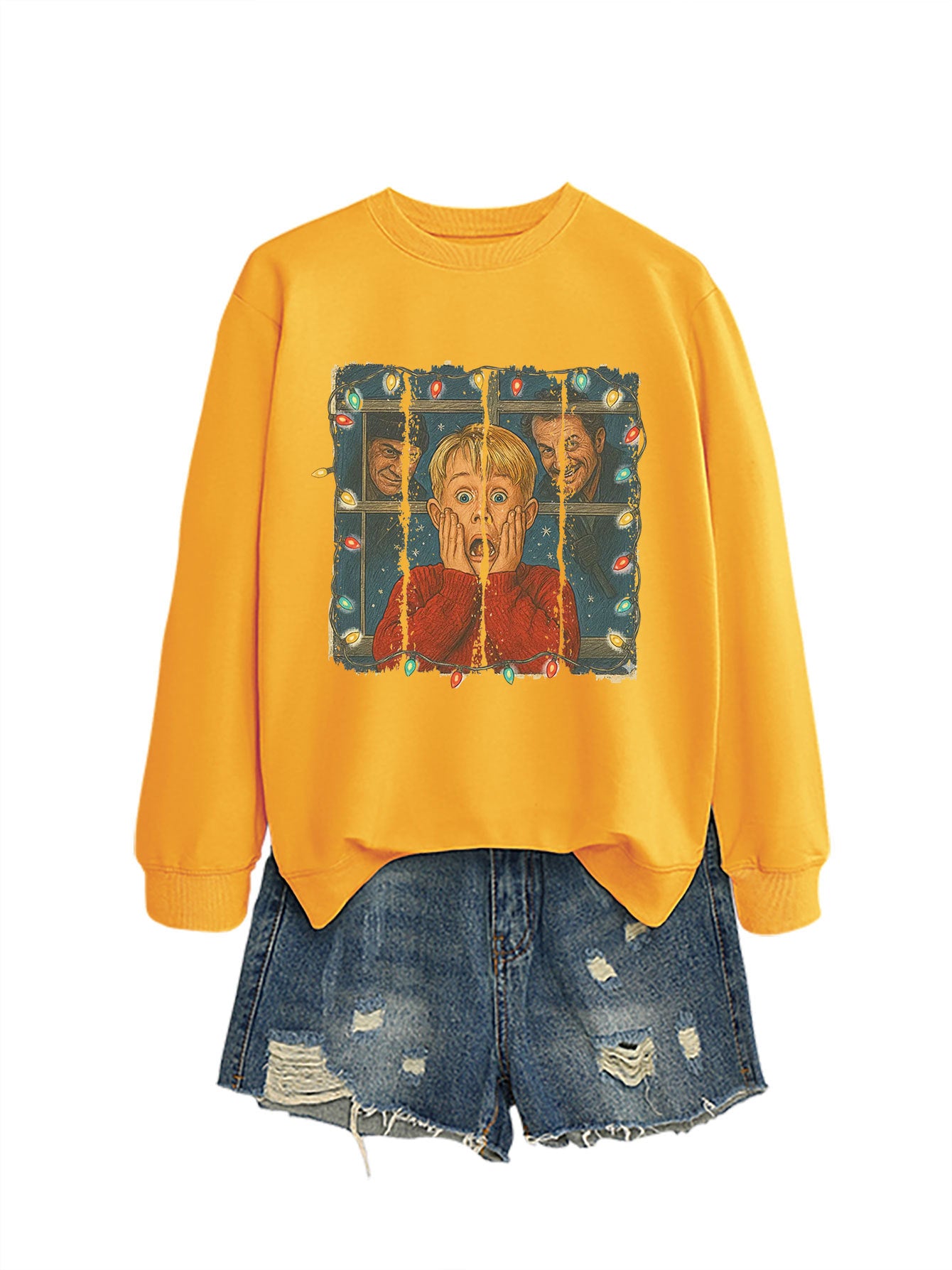 Christmas Lights Scream Boy Printed Hoodie