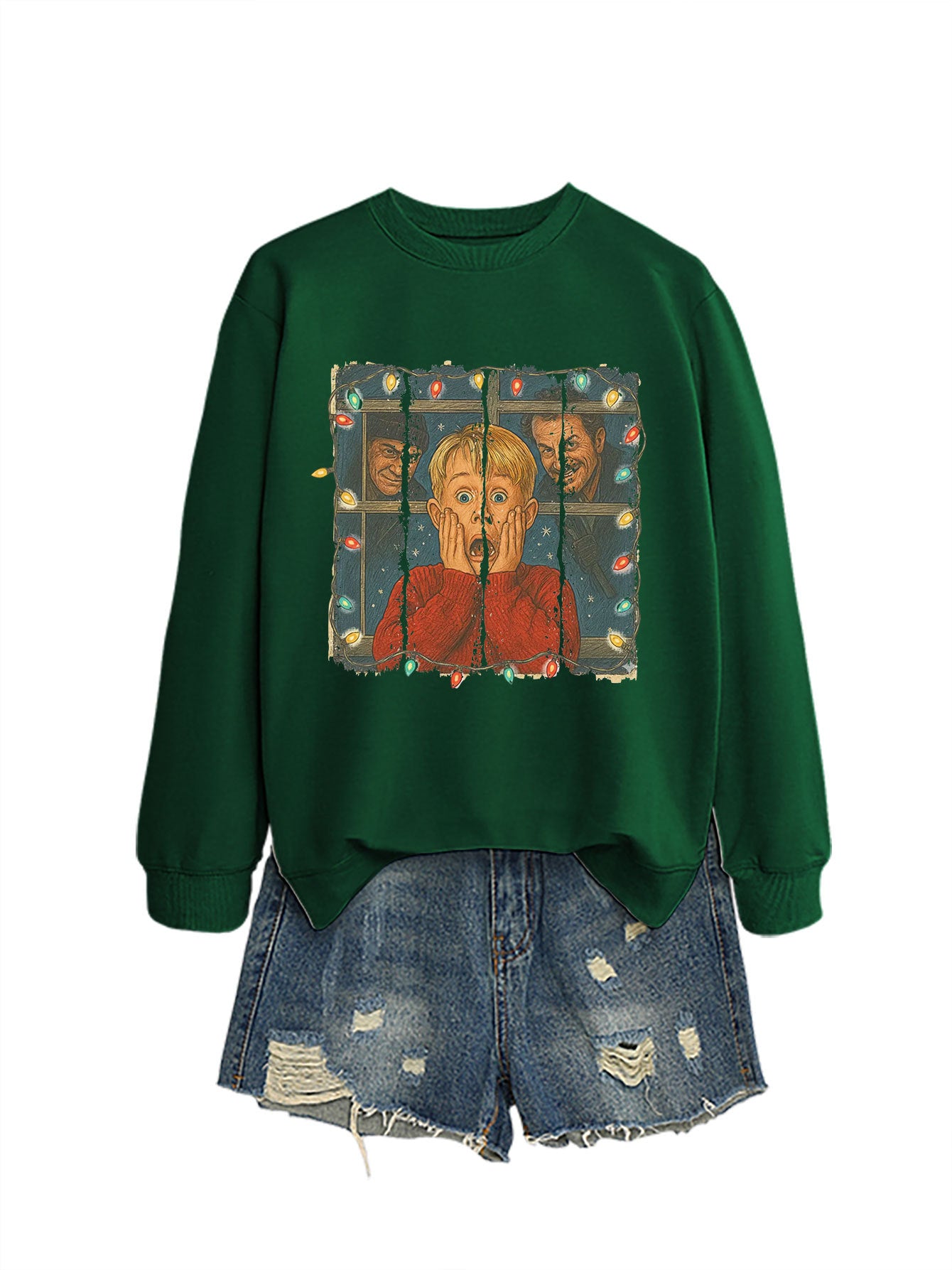 Christmas Lights Scream Boy Printed Hoodie