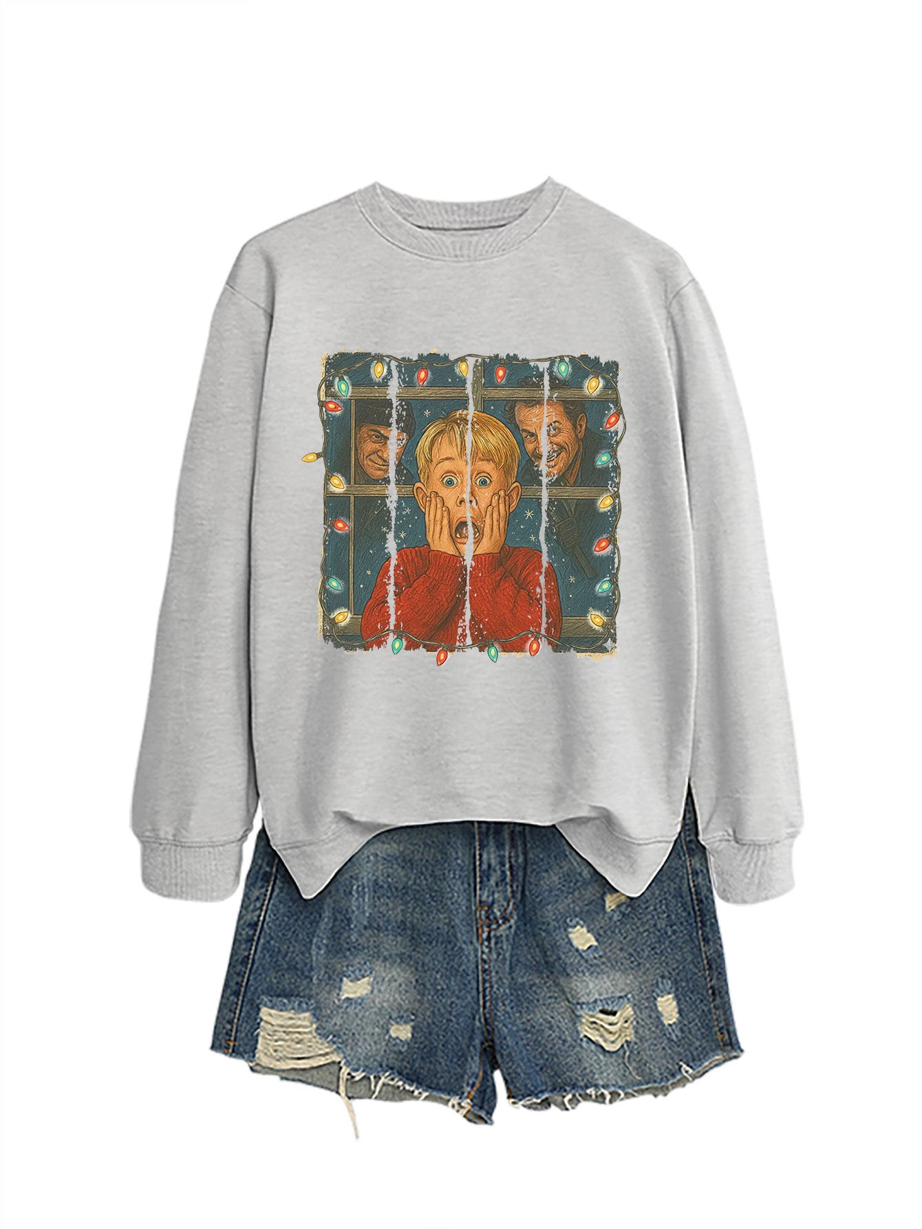 Christmas Lights Scream Boy Printed Hoodie