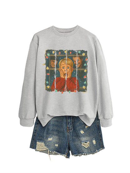 Christmas Lights Scream Boy Printed Hoodie