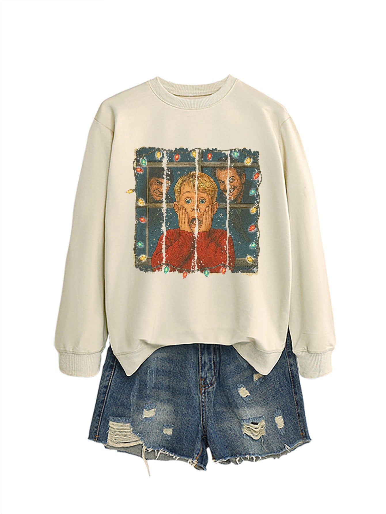 Christmas Lights Scream Boy Printed Hoodie