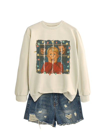 Christmas Lights Scream Boy Printed Hoodie